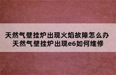 天然气壁挂炉出现火焰故障怎么办 天然气壁挂炉出现e6如何维修